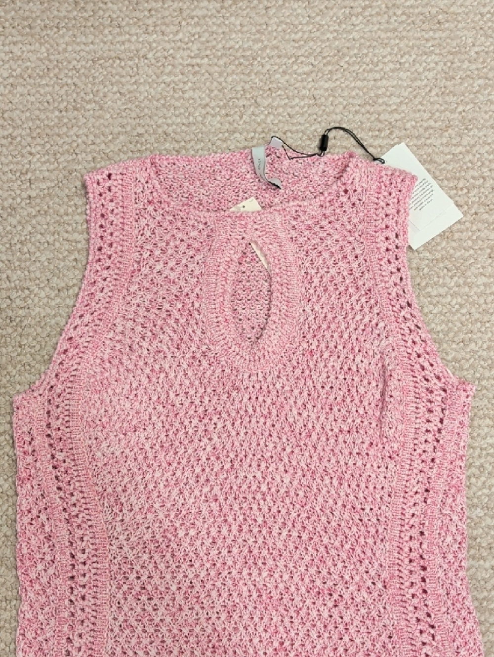Anthropolgie Sleeveless Pink Crochet Mini Dress - Picture 2 of 7
